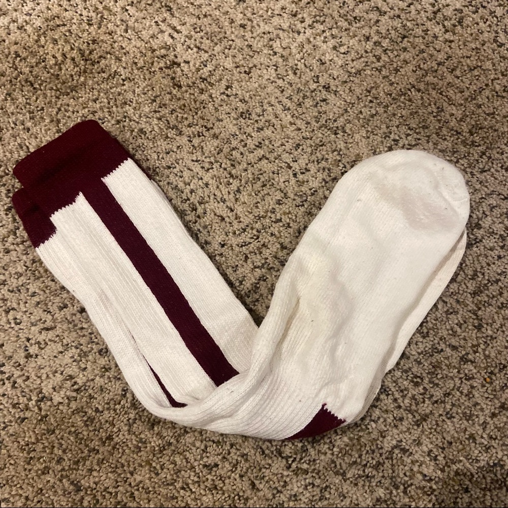 SALE White Maroon Stripe Baseball Softball Stir Up High Socks